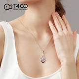 T400 925 Sterling Silver Love You Mom Cubic Zirconia Pendant Necklace Birthday Gift for Mother Women