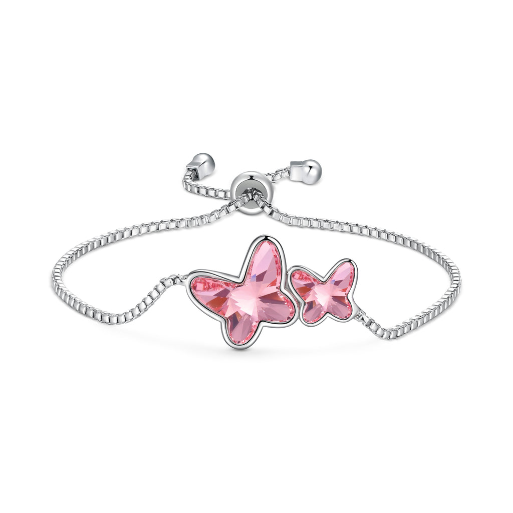 8 MM Pink Crystals Butterfly Bracelet for Girls – Baby Crystals