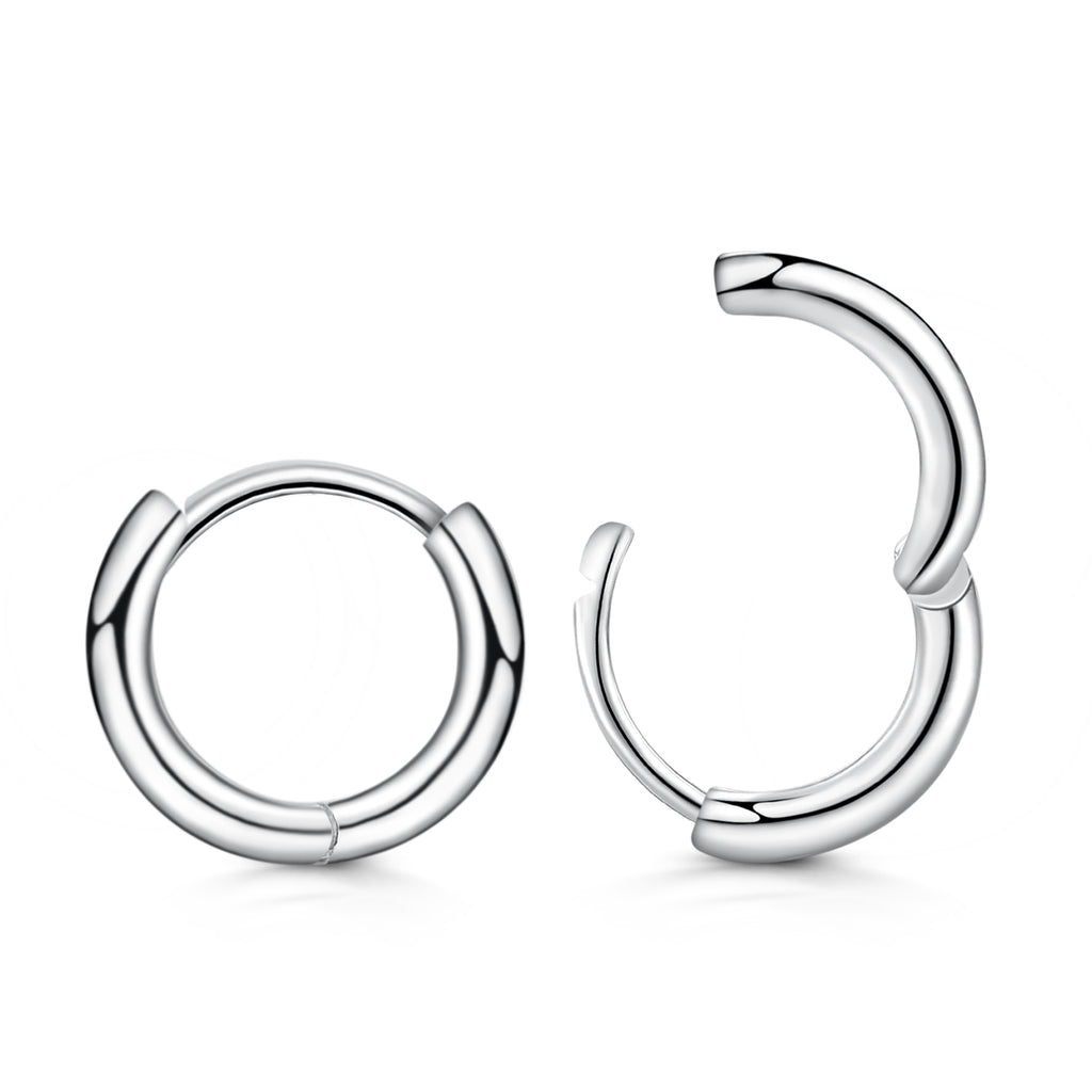 925 Sterling Silver Heart Hoop Earrings Nickel Free 