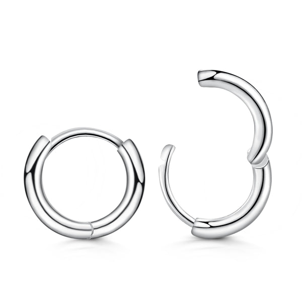 Small Hoops, Sterling Silver, Geometric, Unisex, Fin Hoops, Minimalist  Design, Hoop Earrings, Men Hoops 