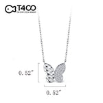 T400 Light Dance Butterfly 925 Sterling Silver Cubic Zirconia Necklace for Women Love Gift