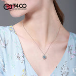 T400 Gorgeous Sterling Silver Swiss Blue Natural Topaz Pendant Necklaces for Women Love Gift
