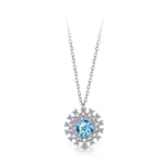 T400 Gorgeous Sterling Silver Swiss Blue Natural Topaz Pendant Necklaces for Women Love Gift